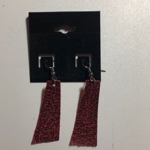 Custom made Genuine Leather Red Earrings